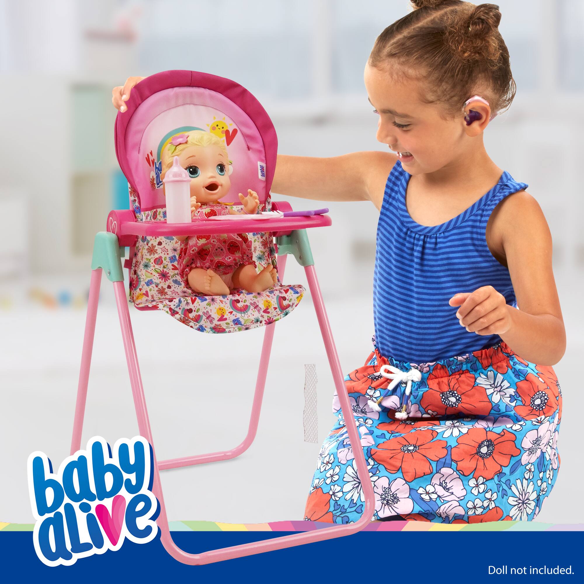 509 Crew Baby Alive Pink and Rainbow Doll Highchair Set
